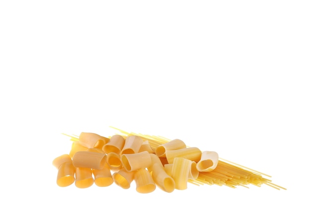 Heap of pasta on white wall