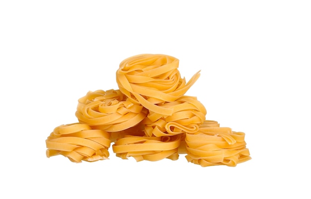 Heap of pasta on white