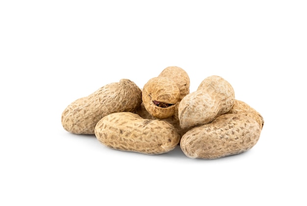 Heap of peanut in shell on a white