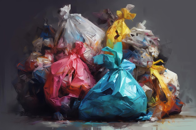 A heap of plastic bags underscoring the issue of plastic pollution