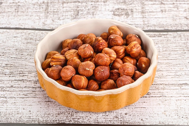 Heap of raw natural hazelnut