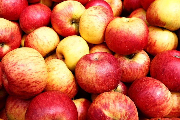 Heap of red ripe apples