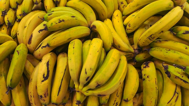 A heap of ripe and fresh bananas