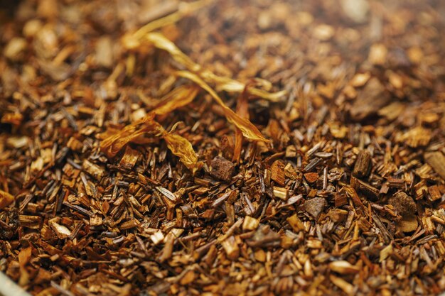 Photo heap of rooibos or redbush herbal tea