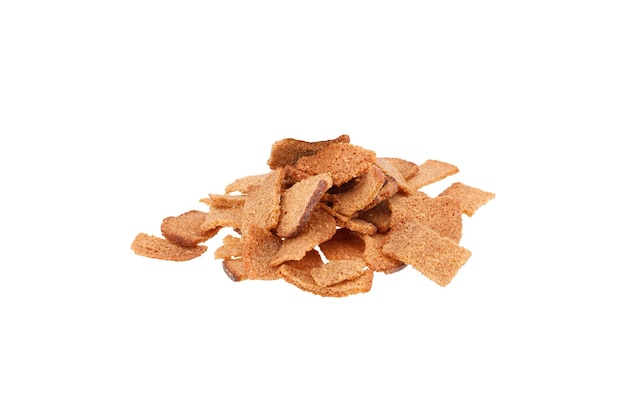 Heap of rye crackers isolated on white background. High quality photo