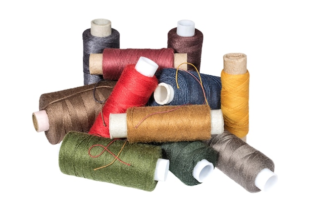 Heap of sewing threads coils