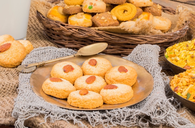 Heap of Sweet Almond Cookies or Biscuits
