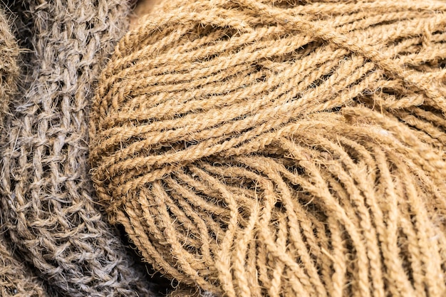 A heap of thick hemp cords