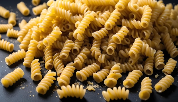 A Heap of Uncooked Fusilli Pasta