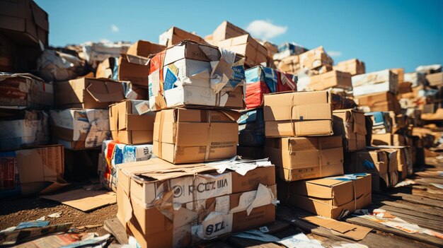 A heap of used cardboard boxes paper scrap paper garbage for paper recycling or reuse