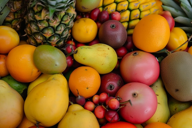 Heap of Various Tropical Fruits