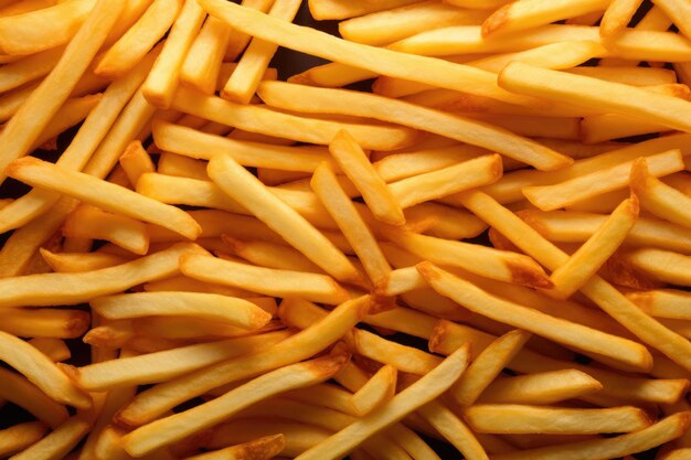 Heap of yummy french fries as textured background full frame top view