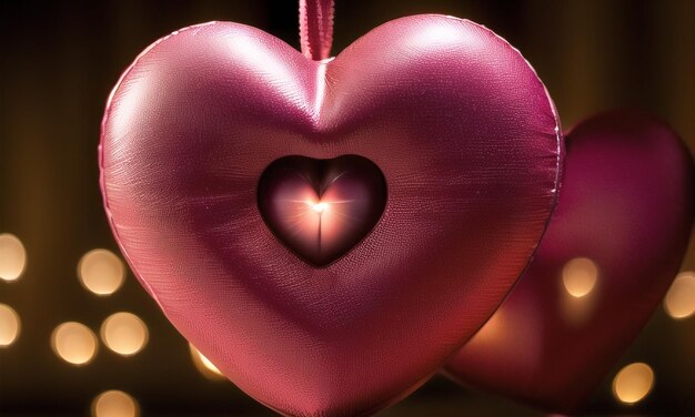 Heart 3d Concept Art for Valentine Day Love Romantic Background with copy space Generative AI