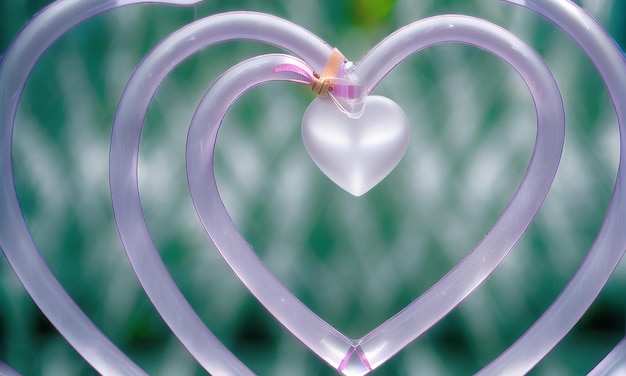 Сердце 3d Концепт-арт ко Дню святого Валентина Любовь Романтический фон с копией пространства Generative AI