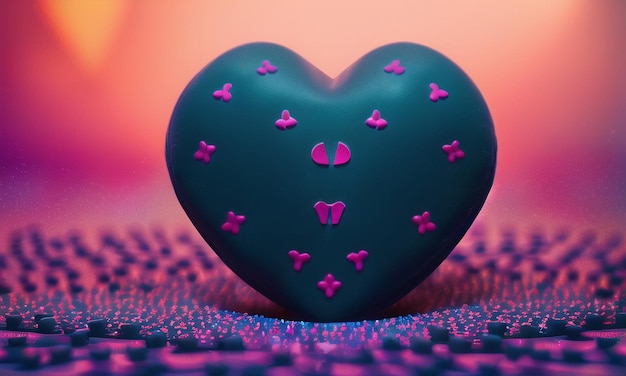 Heart 3d Concept Art for Valentine Day Love Romantic Background with copy space Generative AI