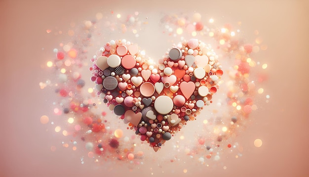 heart in Abstract delicate festive background for valentine or wedding of bokeh lightsblurred spots