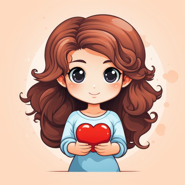 Heart Angel Holding LoveIconCartoon Illustration For Printing
