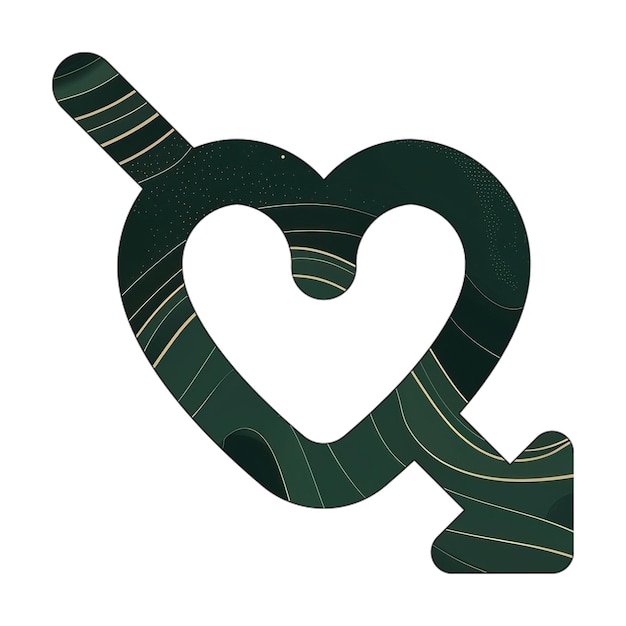 Photo heart arrow icon green marble gold texture