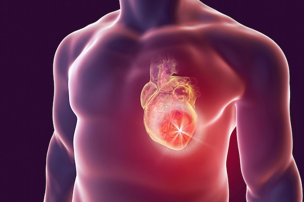 heart attack conceptual image for heart diseases 3d illustration