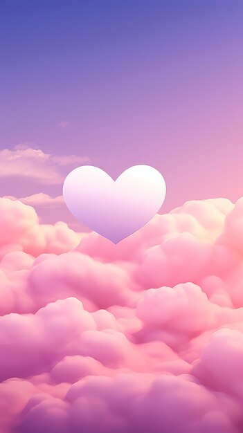 A heart on the background of a beautiful pinkpurple sky Concept of romance and love