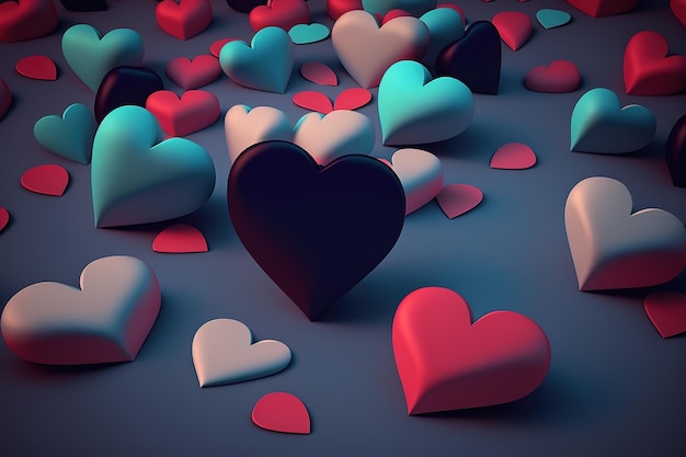 heart background hearts of different shapes and colors