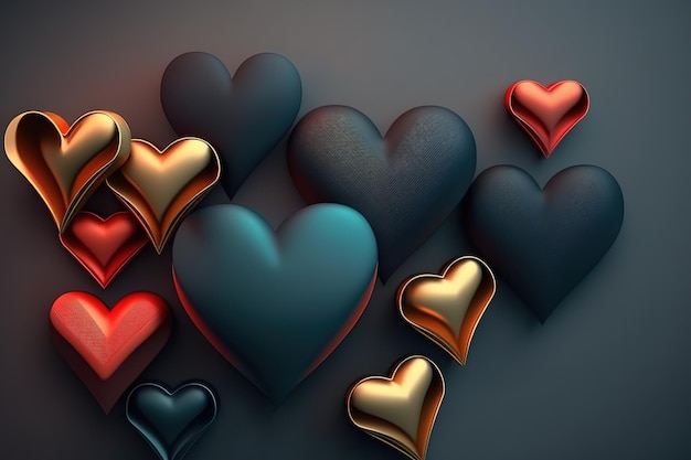 Heart Background hearts of different shapes and colors