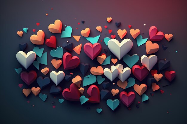 Photo heart background hearts of different shapes and colors