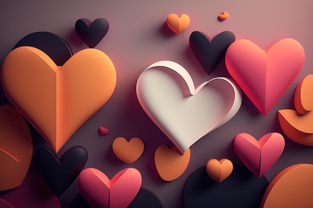 Photo heart background hearts of different shapes and colors