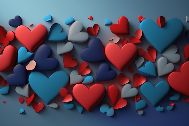 Heart Background hearts of different shapes and colors