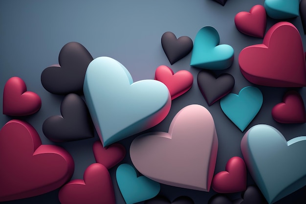 heart background hearts of different shapes and colors