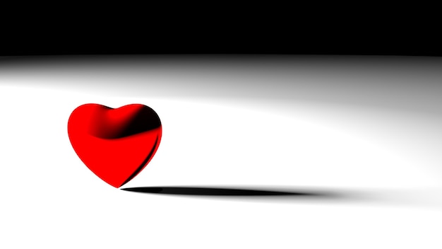 Heart background illustration, red heart on black and white background