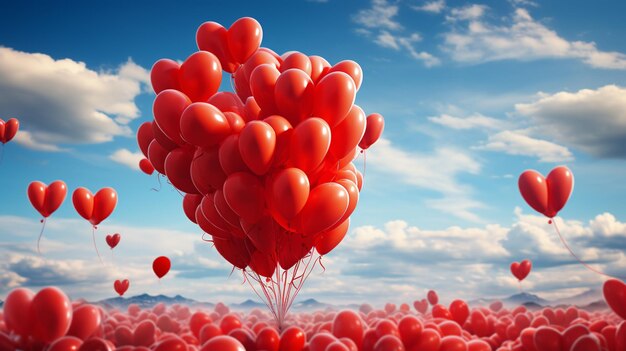 heart balloons 3d rendering HD 8k wall paper Stock Photographic image