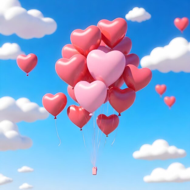 Heart balloons in the sky