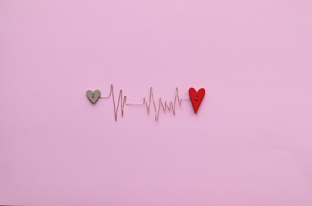 Heart beat on a pink background