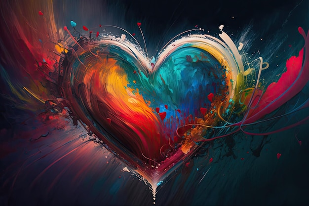 Heart beating with the pulse of life in vibrant and colorful abstract art