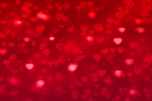 발렌타인 데이 인사말 카드에 대 한 심장 bokeh 빨간색 배경