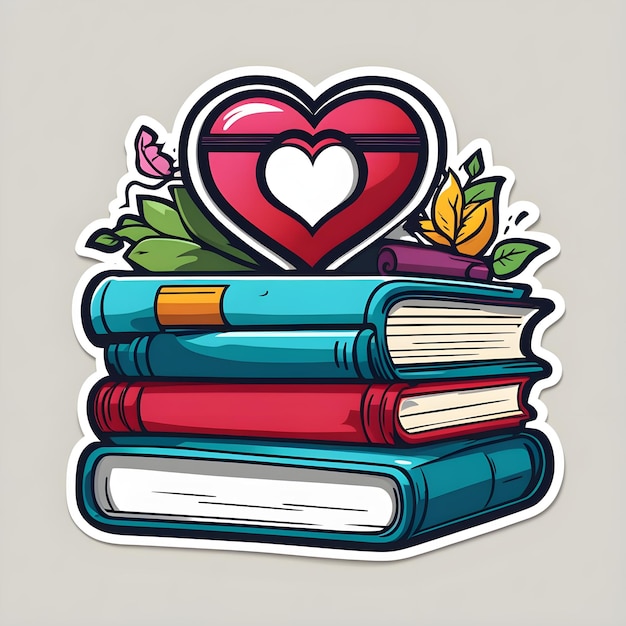 Photo heart and books sticker