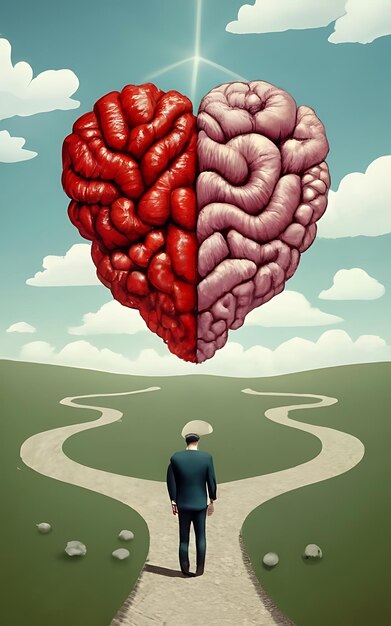 Photo heart and brain in dilemma