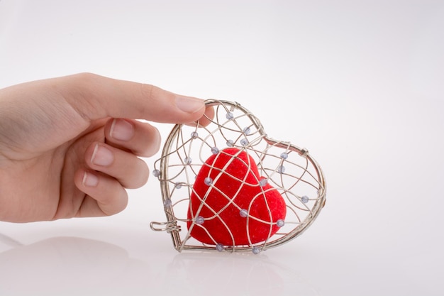 Photo heart in a cage