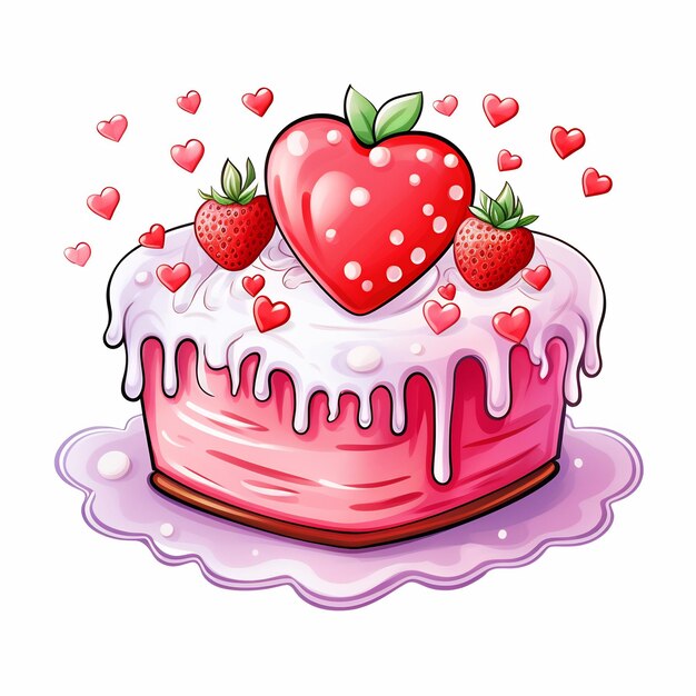 Heart Cake Valentine Sublimation Clipart whitebackground colorful