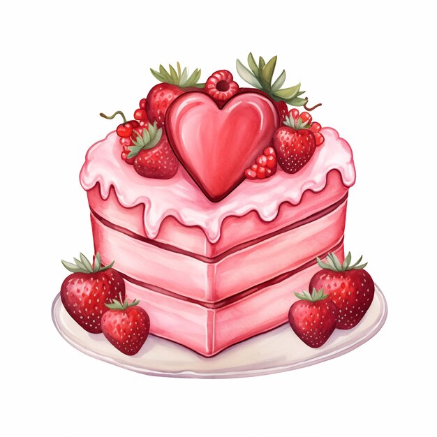 Heart Cake Valentine Sublimation Clipart whitebackground colorful