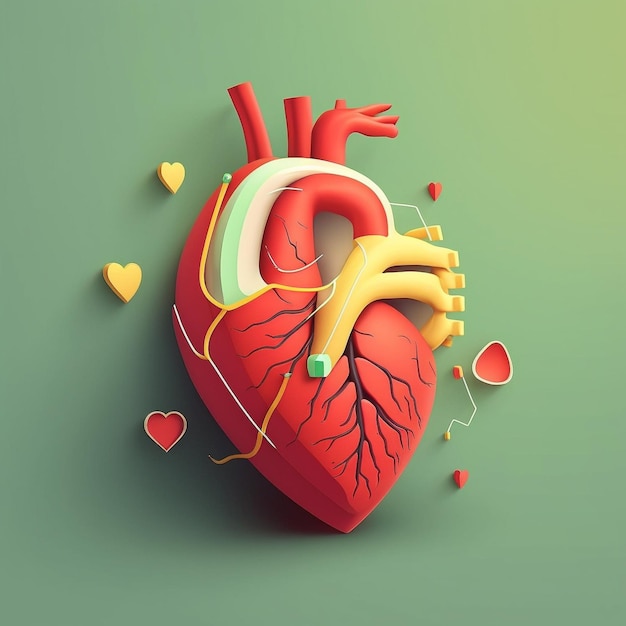 Heart care concept Abstract stylized illustration Cardiac anatomy and physiology Artificial organ World heart day AI Generated