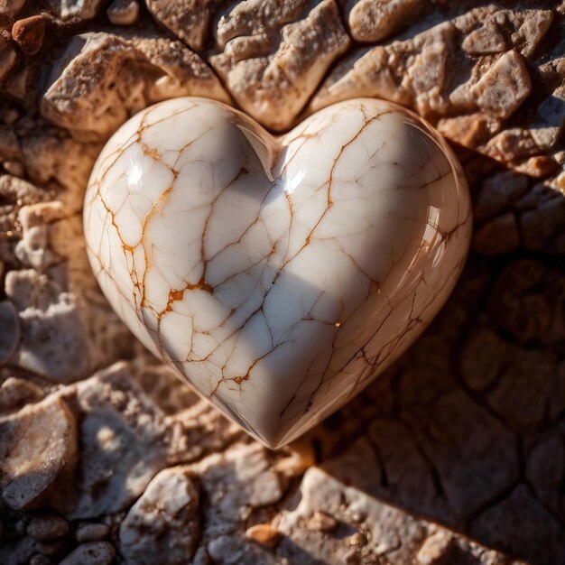 Photo heart carved from stone hard and cold