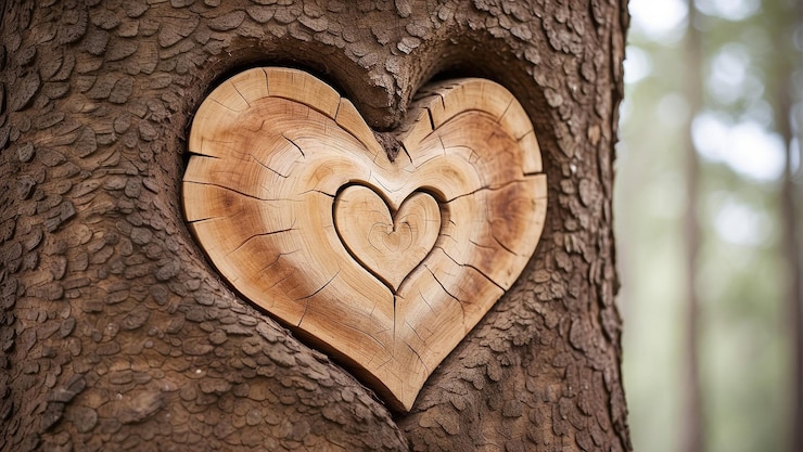 Photo a heart carved into a tree trunk