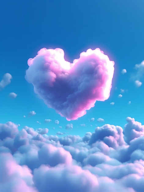 a heart in the clouds with the words love in the sky