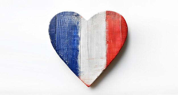 Photo heart in the colors of the french flag on a white background top view french national day concept