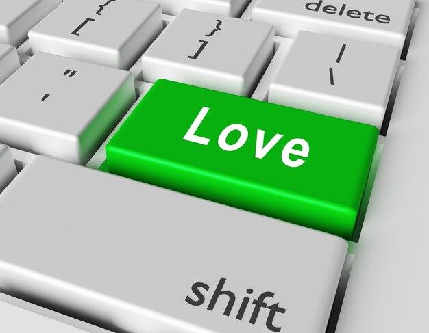 Heart concept Word Love you on button of computer keyboard