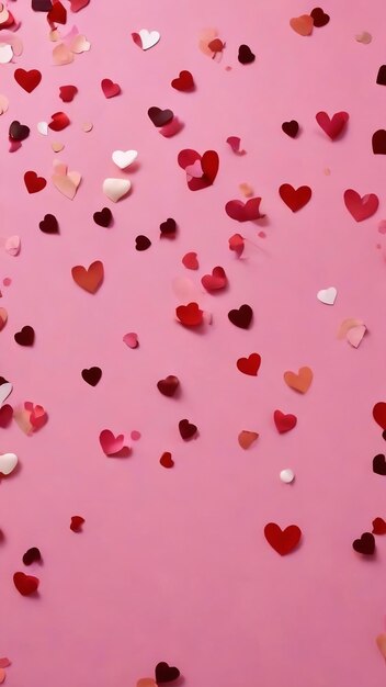 Heart confetti pattern on a crepe pink background