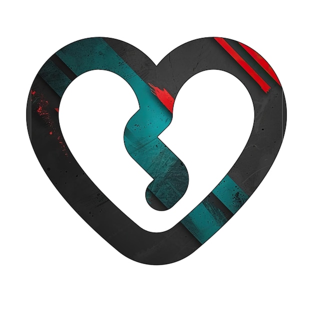 크랙 아이콘 대각선 검은색 녹색 심장 빨간색