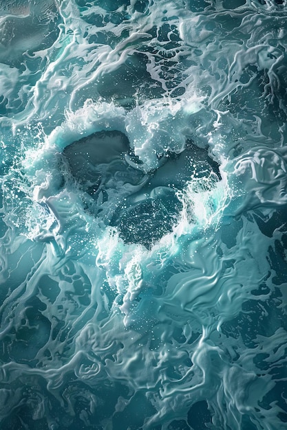 Heart drawn into the waves